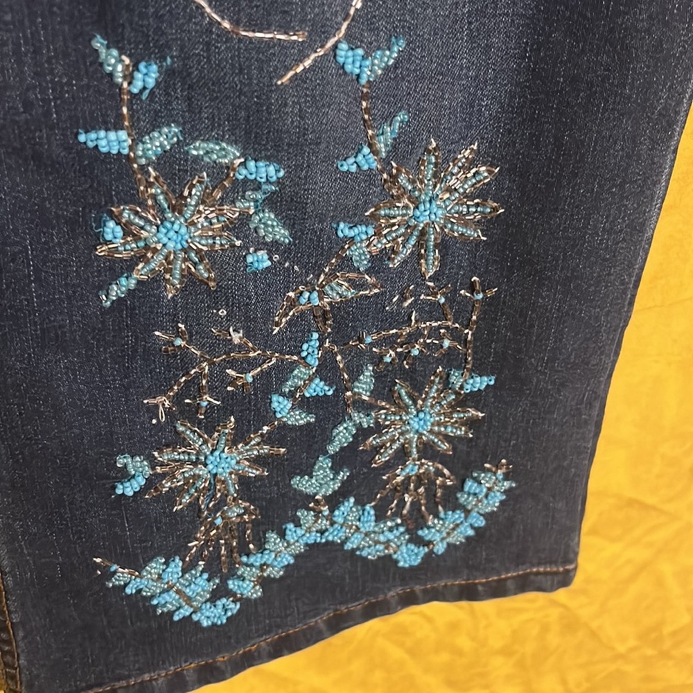 Retro Y2K Rampage Beaded Low Rise Flare Jeans EEUC Size 11 - Picture 3 of 6